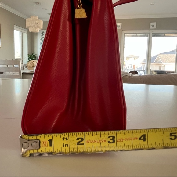 Vintage Christian Dior Red Textured Leather Mini Top Handle Handbag with Gold HW - Picture 15 of 15